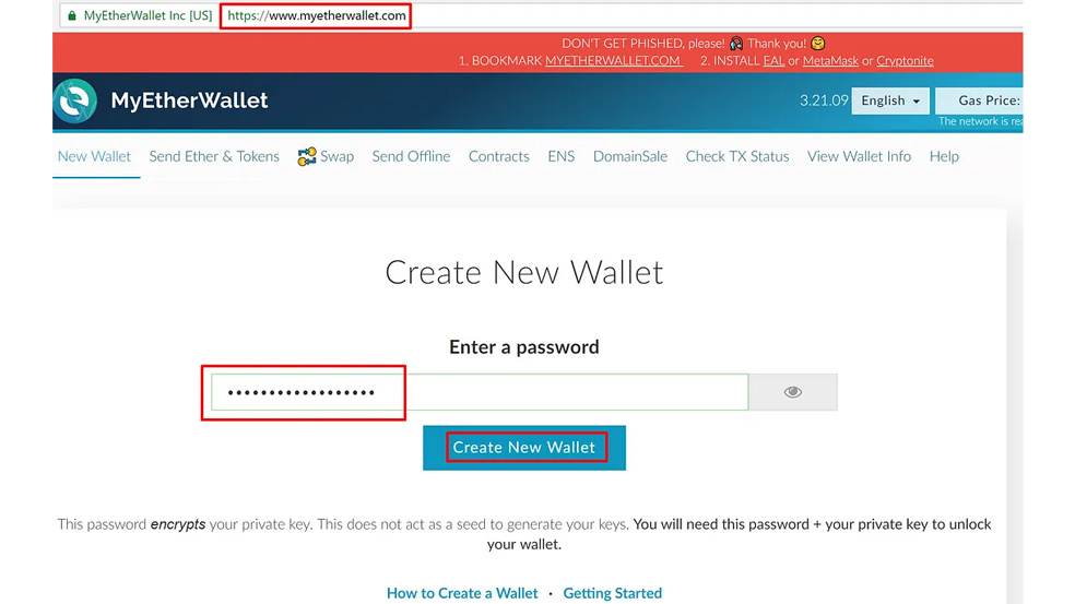 صفحه سایت MyEtherWallet