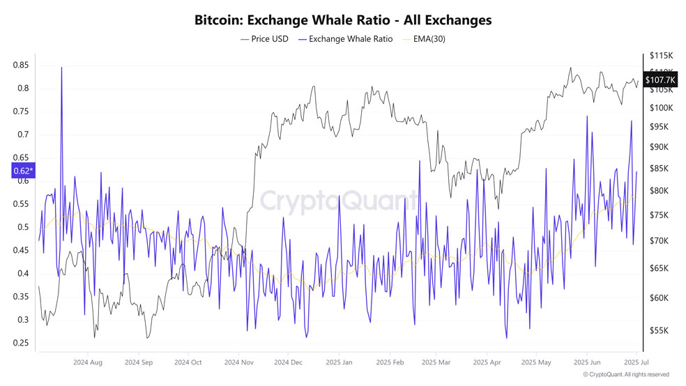 نسبت نهنگ‌ها در صرافی‌ها (Exchange Whale Ratio)