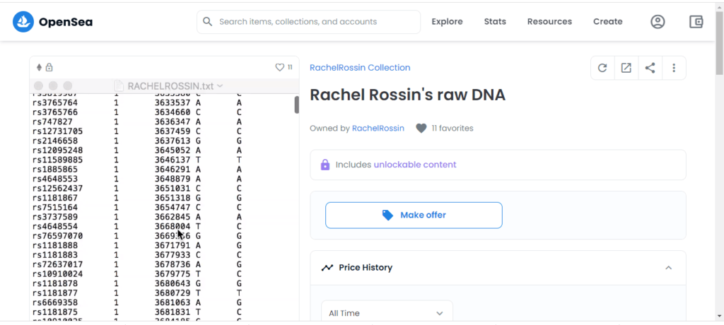 ان‌اف‌تی DNA خانم راشل راسین