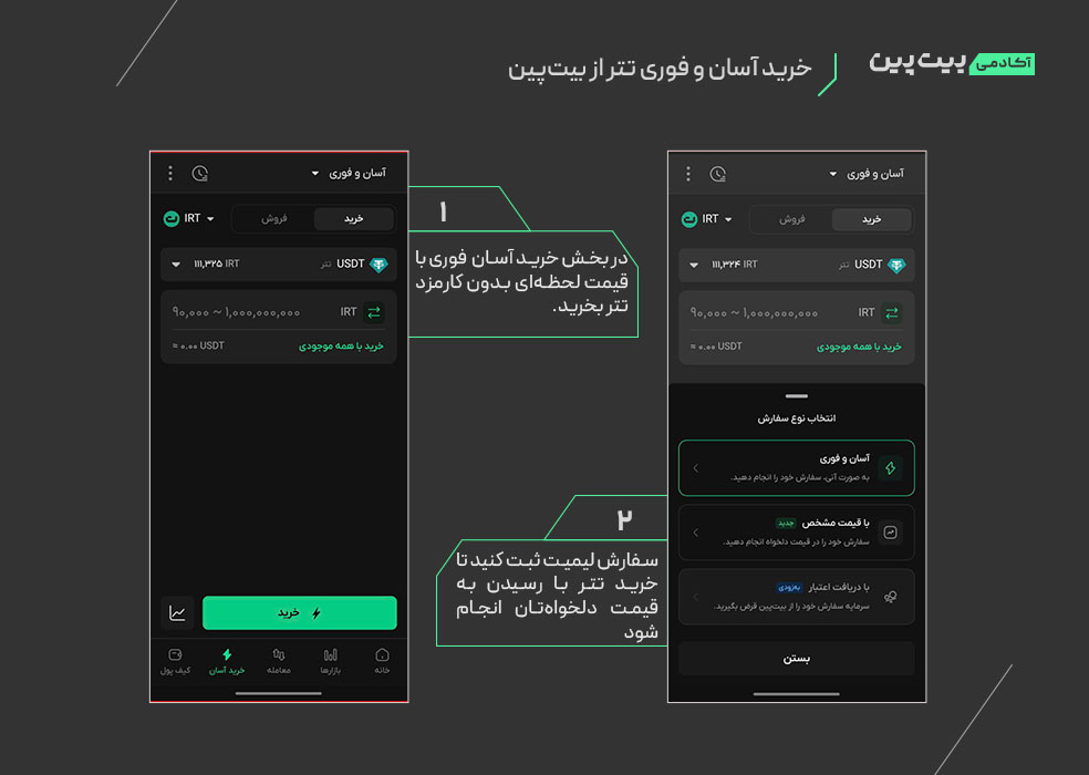 خرید آسان تتر با ریال (مبتدی)