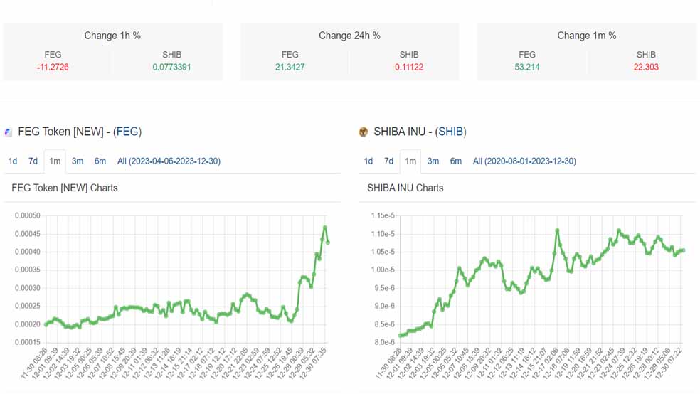 مقایسه رمزارزهای فگ (FEG) و شیبا (SHIB)