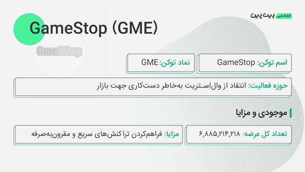 توکنومیک ارز GME