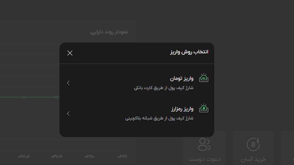 انتخاب روش واریز پول به کیف پول بیت پین