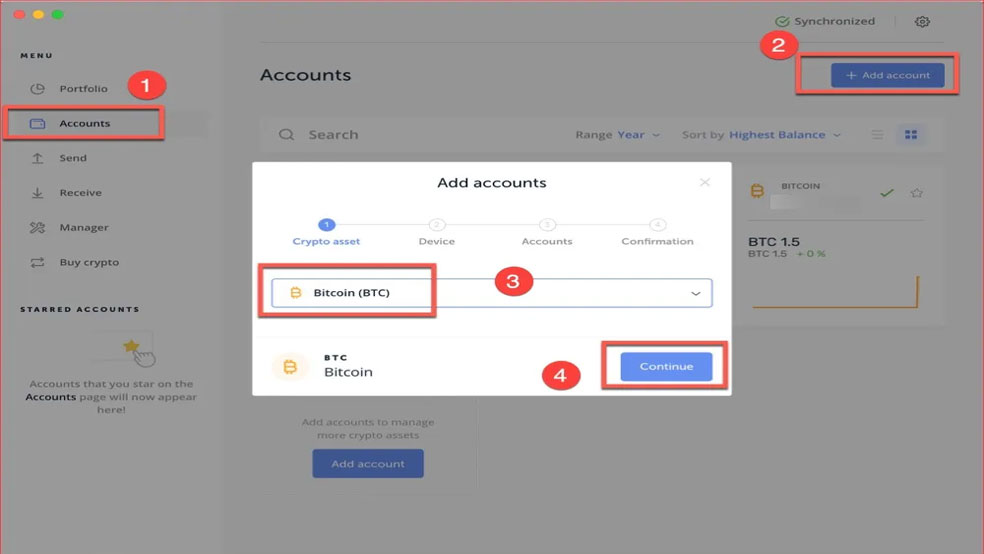 افزودن حساب ارز دیجیتال به برنامه Ledger Live 