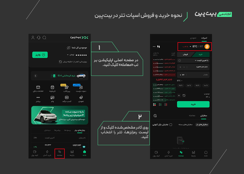 نحوه خرید و فروش اسپات تتر در بیتپین