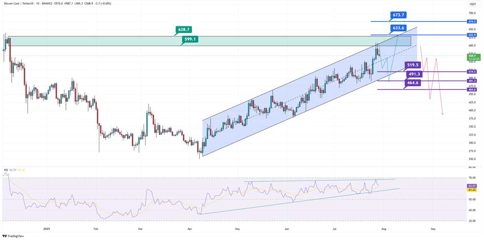 تحلیل تکنیکال رمزارز بیت کوین کش (BCH) در تایم فریم روزانه