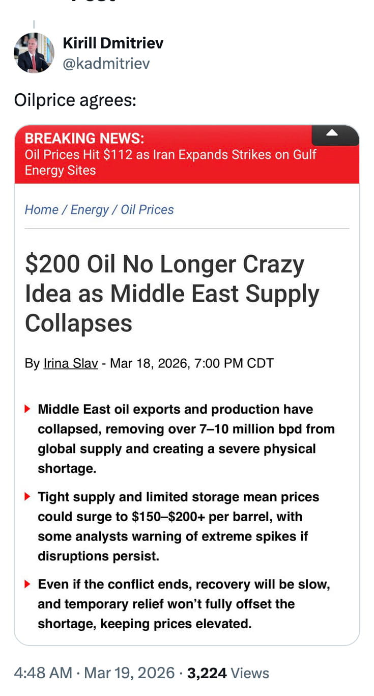 هشدار مقام روسی درباره قیمت نفت ۱۵۰ دلاری!