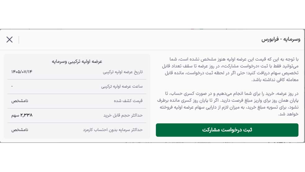 جزئیات ثبت درخواست عرضه اولیه وسرمایه